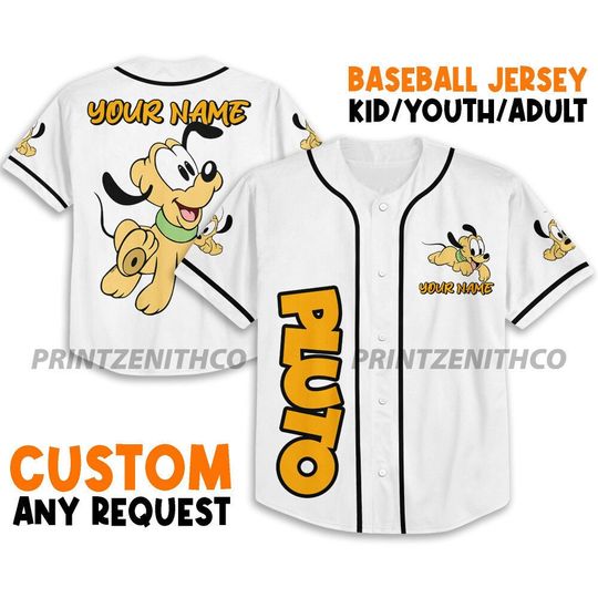 Personalize Disney Pluto Babi White, Disney Matching Baseball