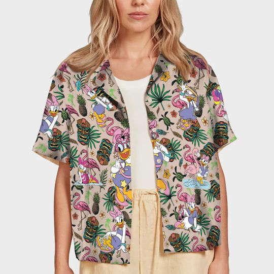 Daisy Duck Aloha Shirt, Disney Hawaiian Shirt for Summer Vacation