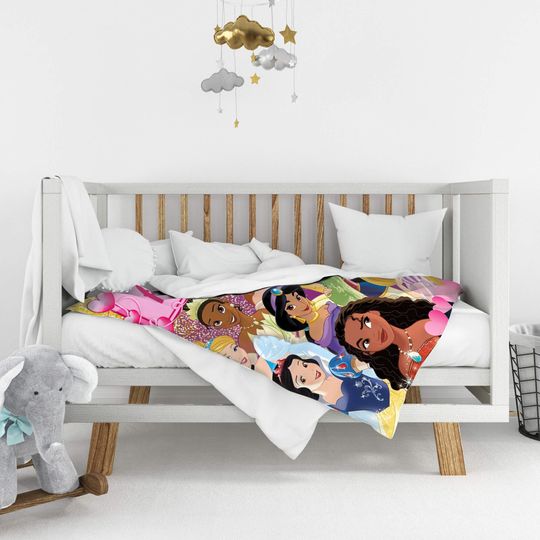 Personalized Name Disney Princess Blanket, Magic Kingdom Fleece Blanket