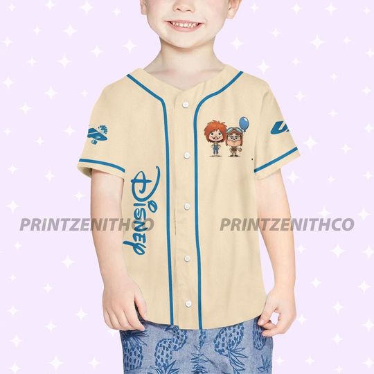 Personalized Disney UP Kid Ellie And Carl, Matching Baseball Jersey