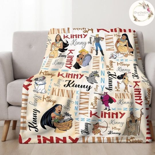 Personalized Watercolor Disney Pocahontas Blanket