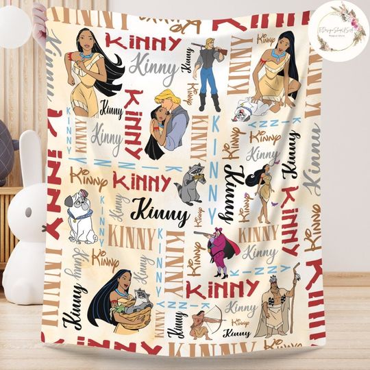 Personalized Watercolor Disney Pocahontas Blanket