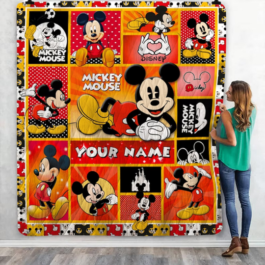 Personalized Mickey Mouse Lovers Disney Fleece Blanket