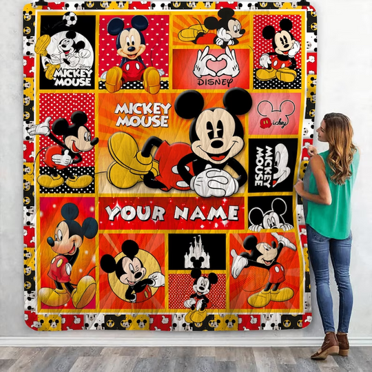 Personalized Mickey Mouse Lovers Disney Fleece Blanket