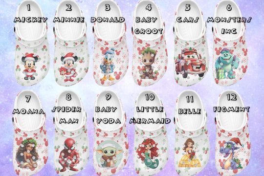 Merry Christmas Disney Clogs, Cartoon Slippers, Cartoon Clogs Shoes