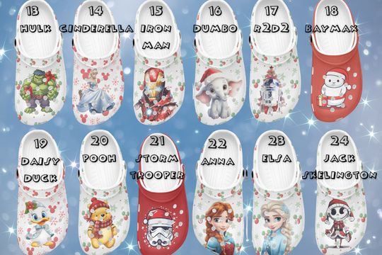 Merry Christmas Disney Clogs, Cartoon Slippers, Cartoon Clogs Shoes