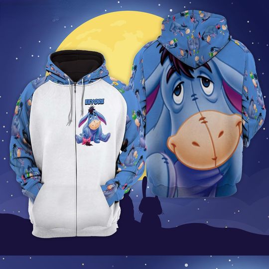 Eeyore from Winnie the Pooh Disney 3D Zip Hoodie
