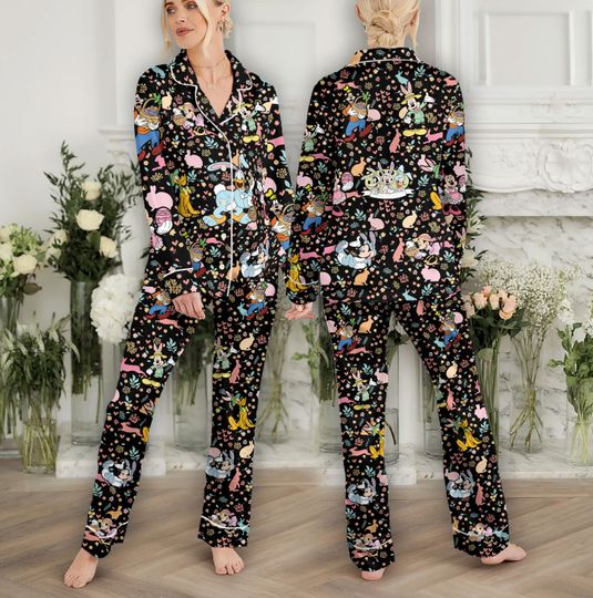 Happy Disney Easter Pajamas Easter Bunny Adult Pajamas Sets