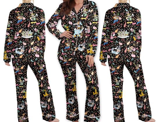 Happy Disney Easter Pajamas Easter Bunny Adult Pajamas Sets