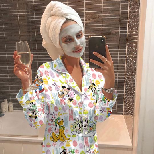 Disney Easter Bunny Pajamas Mickey Easter Adult Pajamas Sets