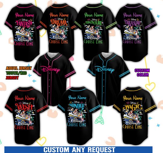 Custom Disneyland Baseball Jersey Disney Vacation Matching