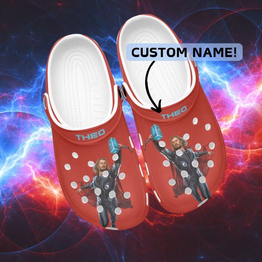 Superhero Clogs, Disney Clogs, Thor Clogs, Hammer Clogs