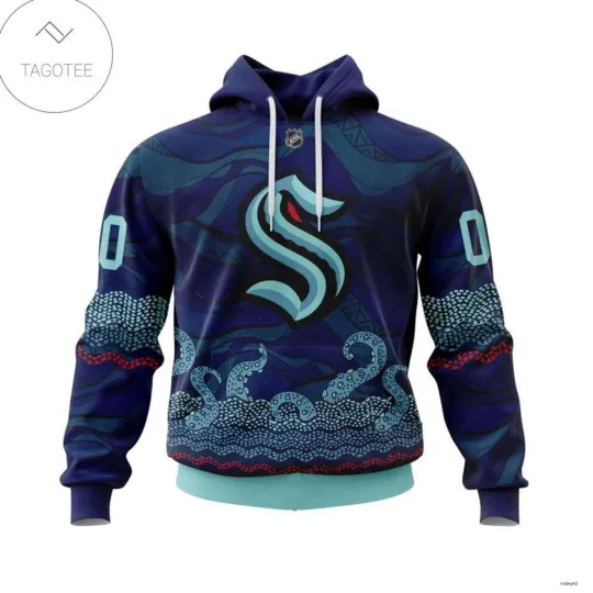 Personalized Seattle Kraken Hoodie Native American Pattern Pullover Xmas Gift