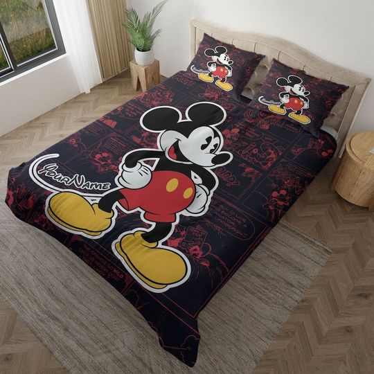 Personalized Disney Mickey Mouse Comic Pattern Bedding Set