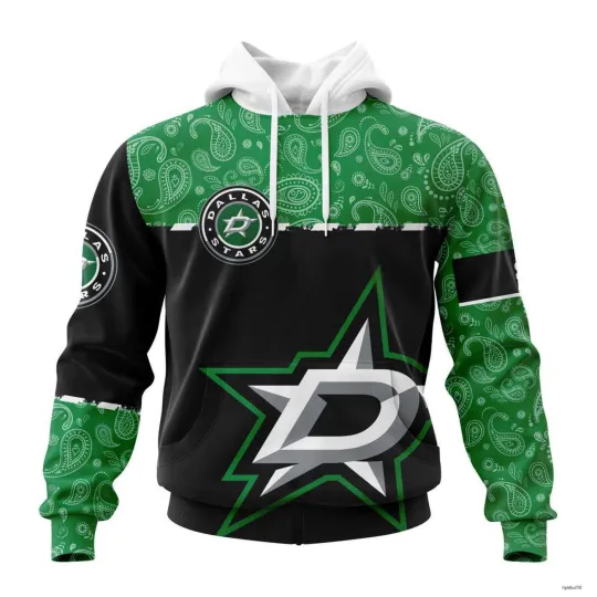 Personalized Dallas Stars Hoodie Pullover Paisley Pattern Hockey Team