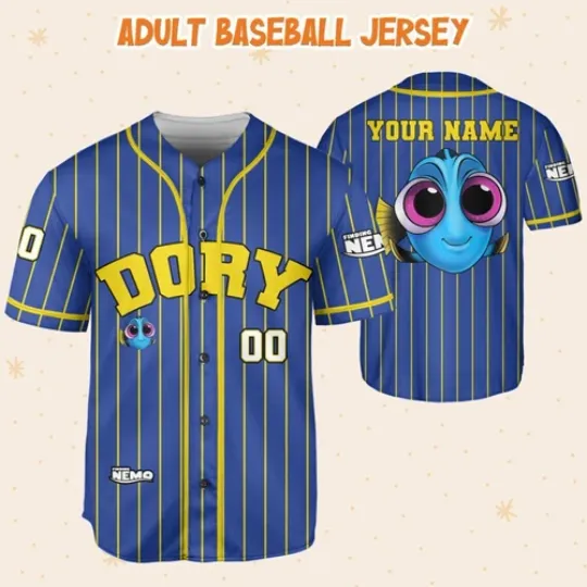 Personalize Finding Nemo Baby Dory Blue Jersey, Custom Disney Baseball Jersey