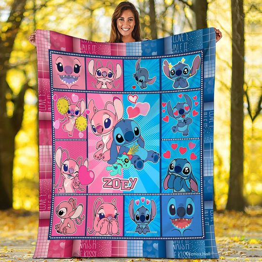 Personalized Disney Stitch Angel Blanket