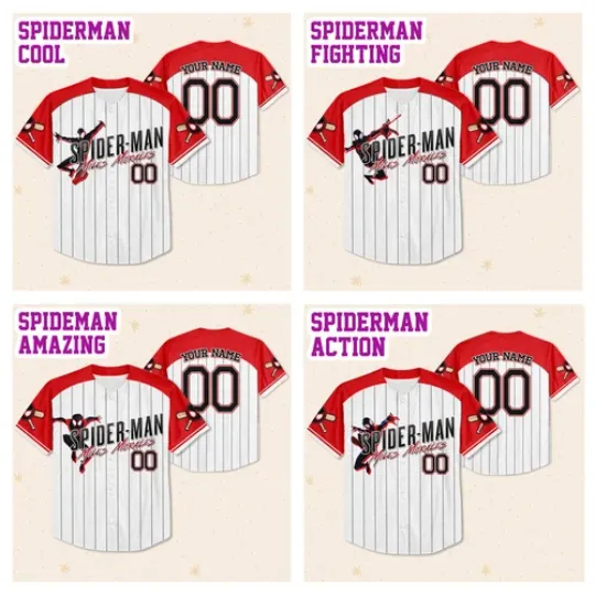 Custom Spiderman Collection Baseball Jersey Team Personalize Disney Jersey