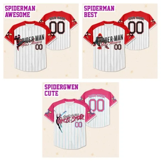 Custom Spiderman Collection Baseball Jersey Team Personalize Disney Jersey