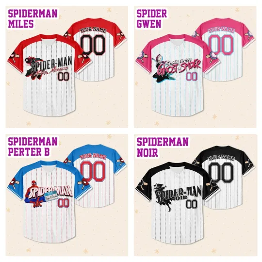 Custom Spiderman Collection Baseball Jersey Team Personalize Disney Jersey