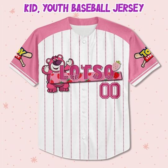 Custom Toy Story Lotso Pink, Personalized Text Jersey, Disney Baseball Jersey