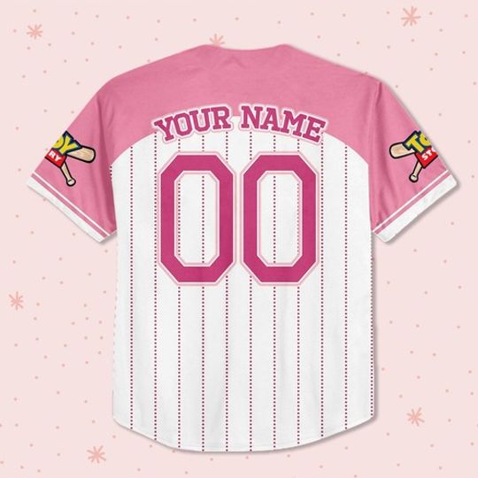 Custom Toy Story Lotso Pink, Personalized Text Jersey, Disney Baseball Jersey
