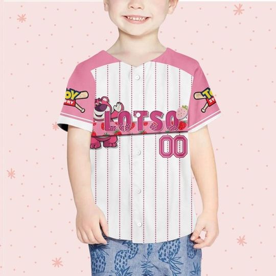 Custom Toy Story Lotso Pink, Personalized Text Jersey, Disney Baseball Jersey