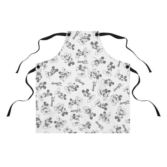 Disney Apron, Black and White Mickey Mouse apron, Cooking apron