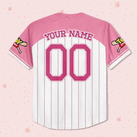 Custom Toy Story Lotso Pink, Personalized Text Jersey, Disney Baseball Jersey