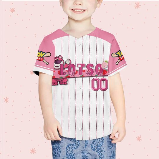 Custom Toy Story Lotso Pink, Personalized Text Jersey, Disney Baseball Jersey
