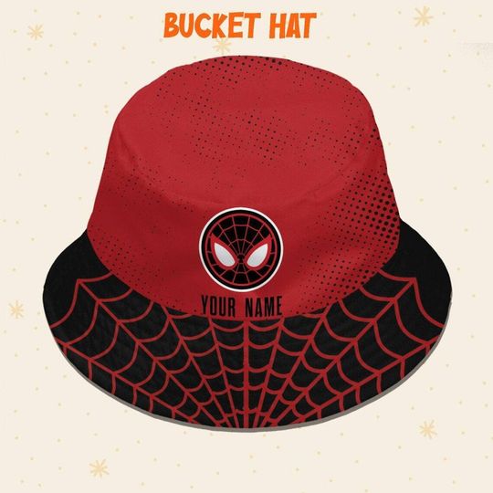 Custom Spiderman Miles Logo Cap, Custom Disney Hat Spiderman Baseball Cap Bucket