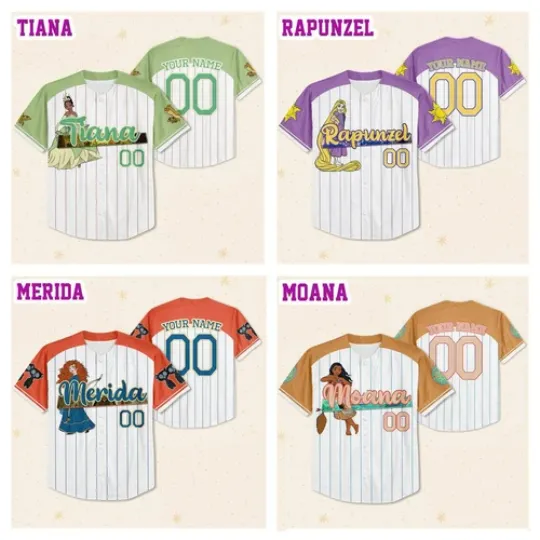 Custom Disney Princess Jersey Collection, Custom Name Disney Game Day Jersey