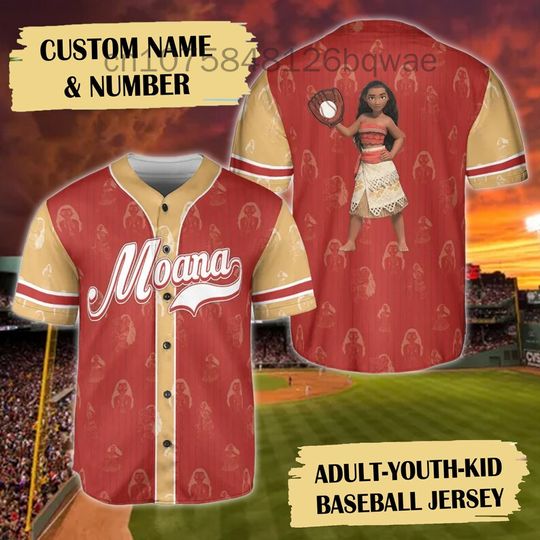 Summer New Disney Moana Princess Baseball Jersey