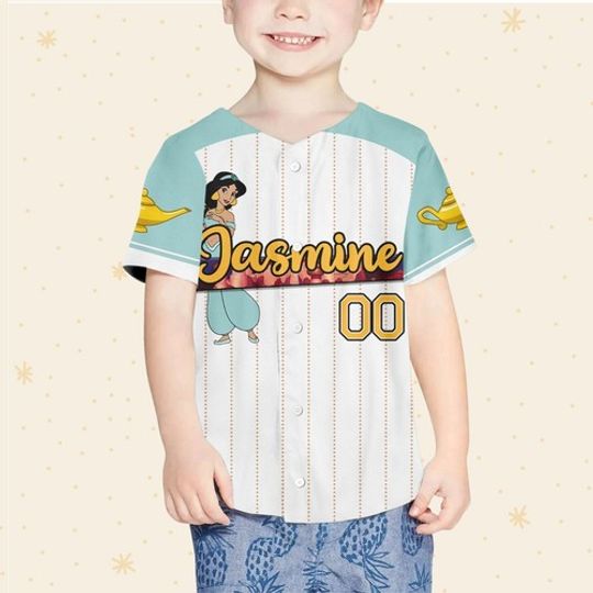Custom Disney Princess Jasmine Aladdin, Custom Name Disney Game Baseball Jersey