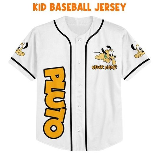 Personalize Disney Pluto Babi White Custom Kids, Youth, Adult Disney Baseball