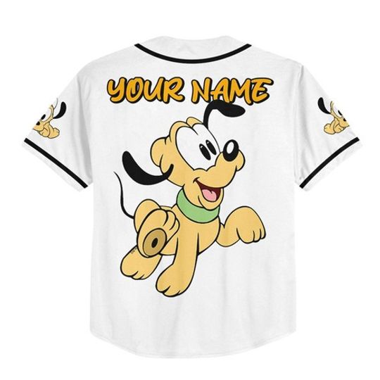Personalize Disney Pluto Babi White Custom Kids, Youth, Adult Disney Baseball
