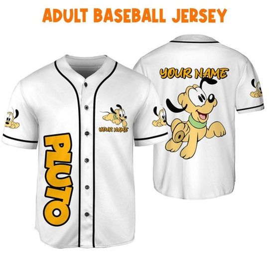 Personalize Disney Pluto Babi White Custom Kids, Youth, Adult Disney Baseball