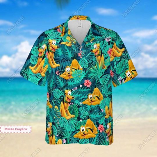 Pluto Disney Shirt, Pluto Hawaii Shirt, Disney Pluto Shirt, Pluto Button Shirt