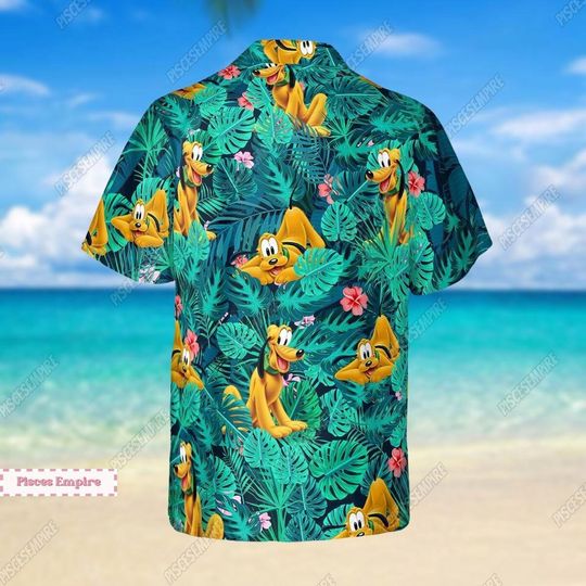 Pluto Disney Shirt, Pluto Hawaii Shirt, Disney Pluto Shirt, Pluto Button Shirt