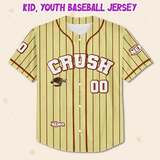 Personalize Finding Nemo Crush Sea Turtle Jersey, Disney Baseball Jersey