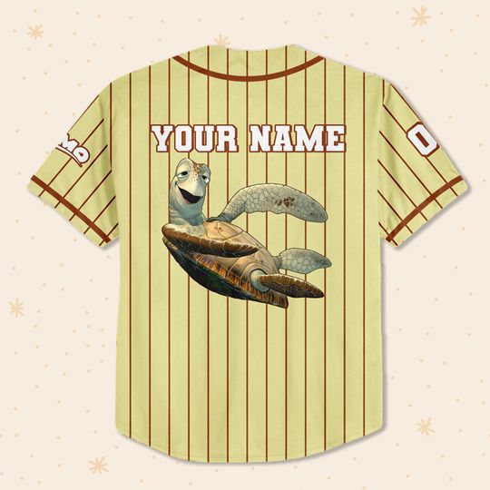 Personalize Finding Nemo Crush Sea Turtle Jersey, Disney Baseball Jersey