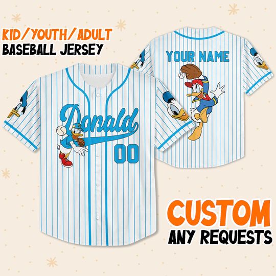 Personalize Disney Donald Duck Baseball Jersey, Personalized Disney Baseball
