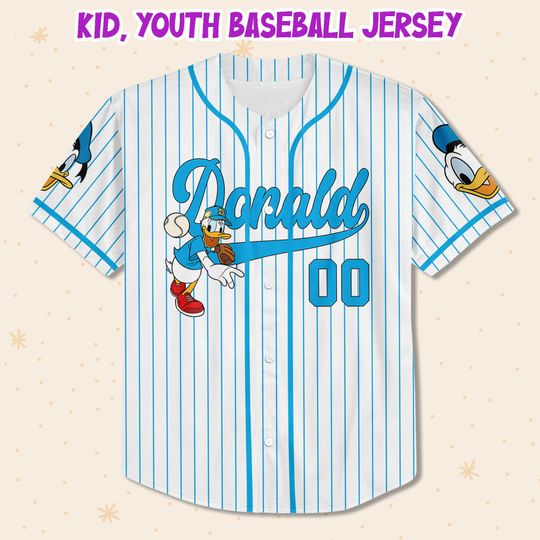 Personalize Disney Donald Duck Baseball Jersey, Personalized Disney Baseball