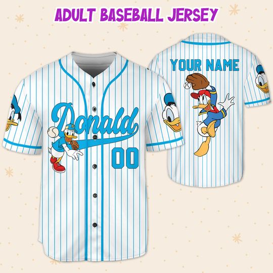 Personalize Disney Donald Duck Baseball Jersey, Personalized Disney Baseball