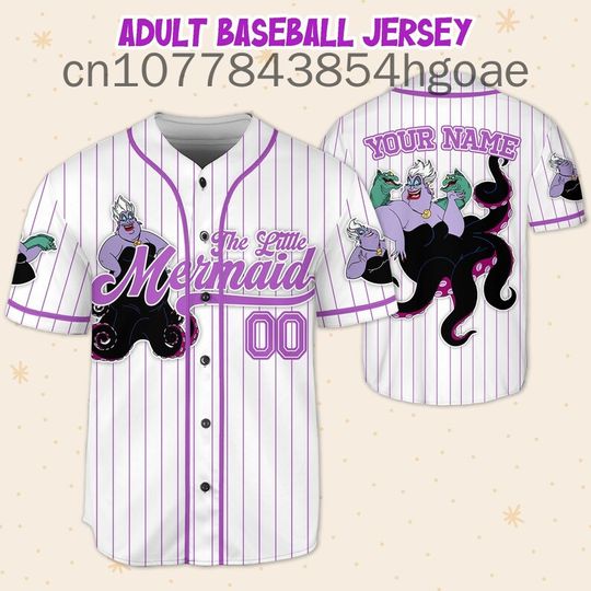 New Disney Ursula Black Baseball Jersey Shirt