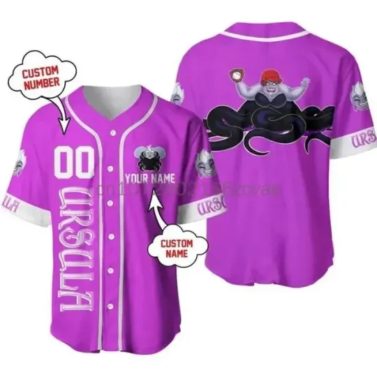New Disney Ursula Black Baseball Jersey Shirt