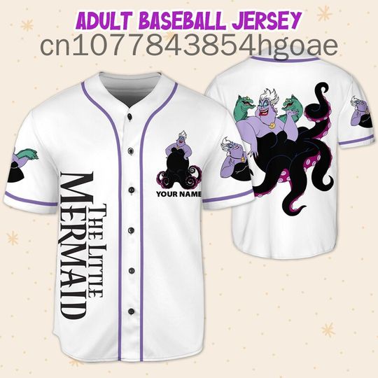 New Disney Ursula Black Baseball Jersey Shirt
