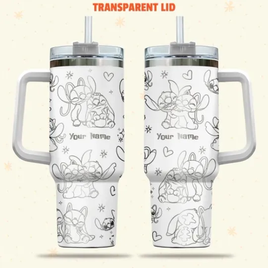 Custom Disney Stitch and Angel Lover Tumbler