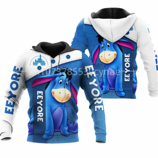 New Eeyore Donkey Raglan Disney Cartoon Graphic 3D Hoodie