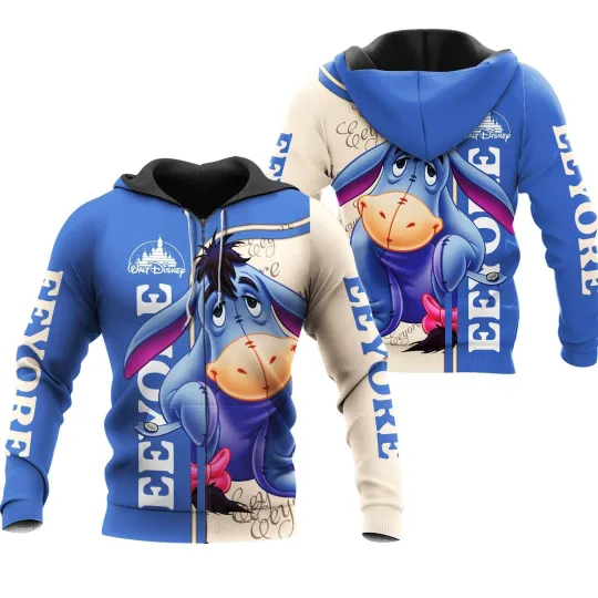 New Eeyore Donkey Raglan Disney Cartoon Graphic 3D Hoodie